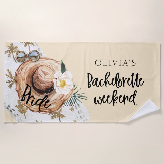 Tropical Beach Bachelorette Weekend Beach Towel (Front)