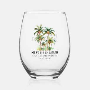 Tropical Beach Bachelorette Weekend Party Decor Stemless Wine Glass