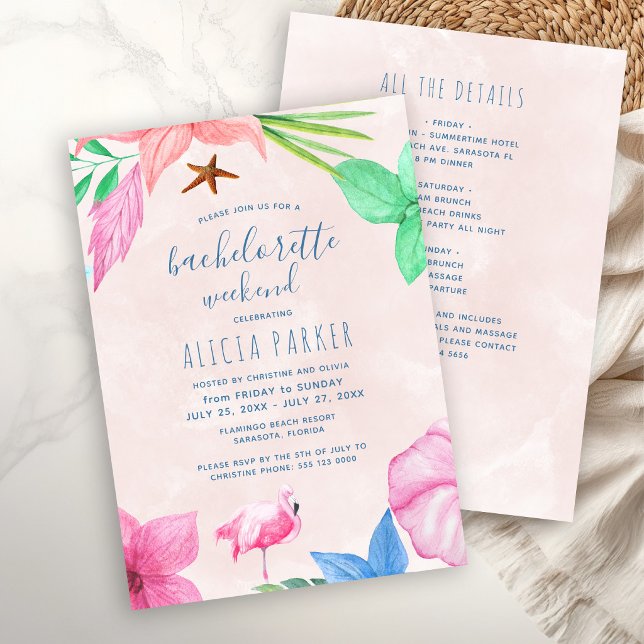 Tropical beach bachelorette weekend party invitation (Creator Uploaded)