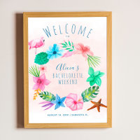 Tropical beach bachelorette welcome sign