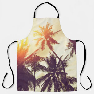 Tropical beach background with palm trees silhouet apron