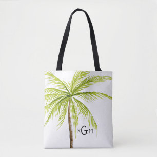 Tropical Beach Bag Palm Tree Monogram