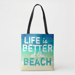 tropical beach bag typography design