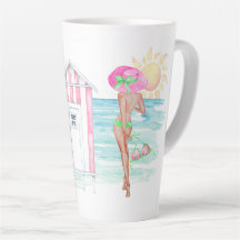 Tropical Beach Bathing Beauty Latte Cup