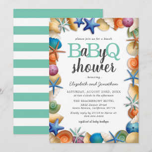 Tropical Beach BBQ Baby Shower Invitation