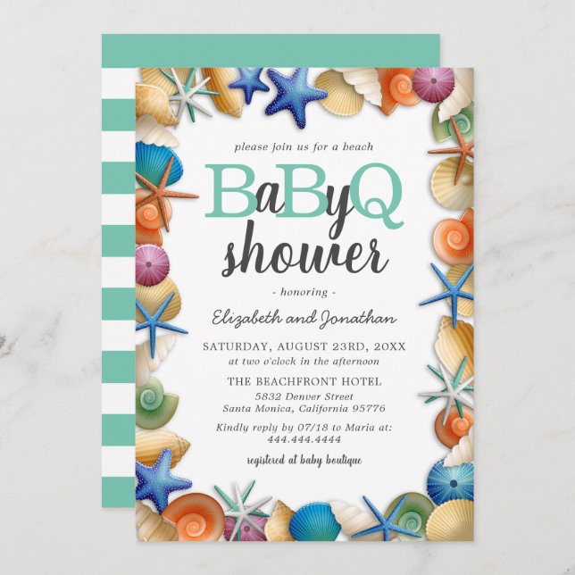 Tropical Beach BBQ Baby Shower Invitation (Front/Back)
