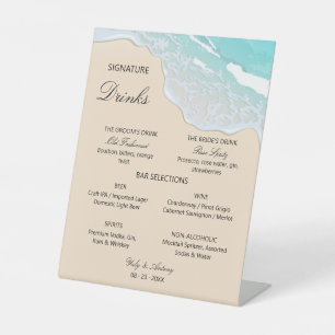 Tropical Beach Beverage Selection Cocktail Display Pedestal Sign