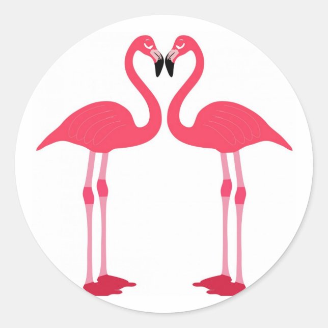 Tropical Beach Birds Destiny Flamingos Classic Round Sticker (Front)