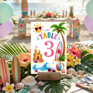 Tropical Beach Birthday Party Table Number