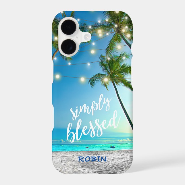 Tropical Beach Blessed Palm Trees String Lights (Back)