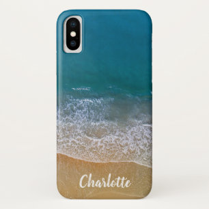 Tropical Beach Blue Ocean Sand Waves Name Case-Mate iPhone Case