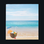 Tropical Beach,Blue Sky,Ocean Sand,Coconut Coctail Notepad<br><div class="desc">This image features coconut coctail on adorable tropical beach . Perfect for those who love tropical vacation and dream of turquoise waters and white sandy beaches and coctails.</div>