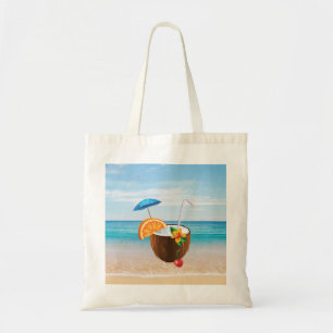 Tropical Beach,Blue Sky,Ocean Sand,Coconut Coctail Tote Bag