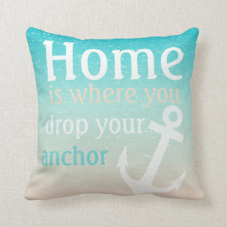 Tropical Beach Blue Water Sand Anchor Sailboat Cushion