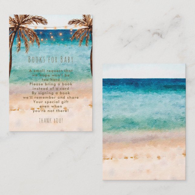 tropical beach books for baby request card (Front/Back)