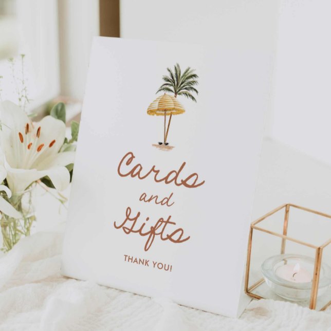 Tropical Beach Bridal Shower Cards and Gifts Sign (Summer Beach Cards and Gifts Stand Sign)