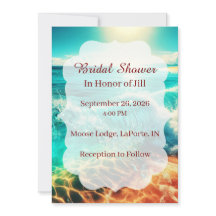 Tropical Beach Bridal Shower Invitation