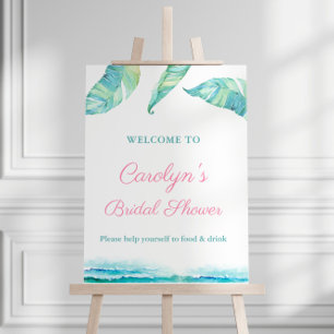 Tropical Beach Bridal Shower Party Welcome Poster