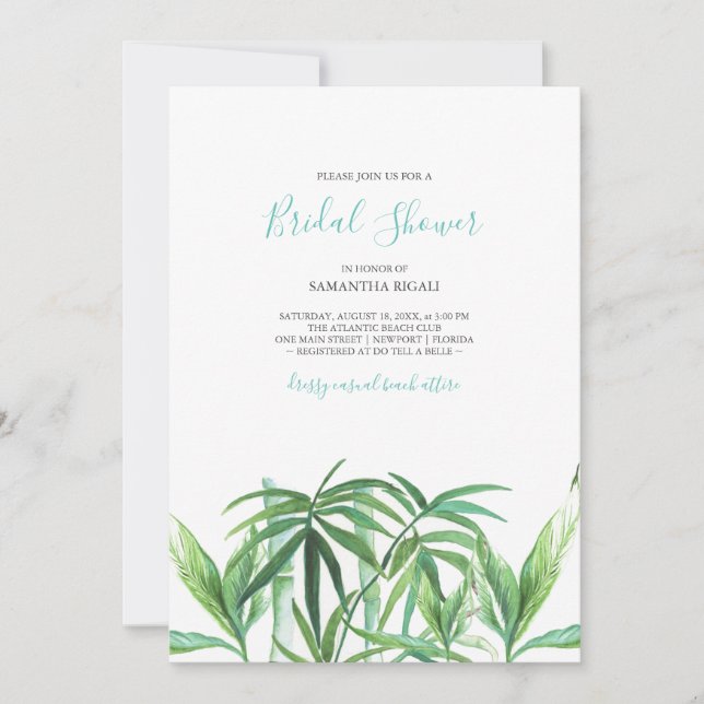 Tropical Beach Bridal Shower Watercolor  (Front)