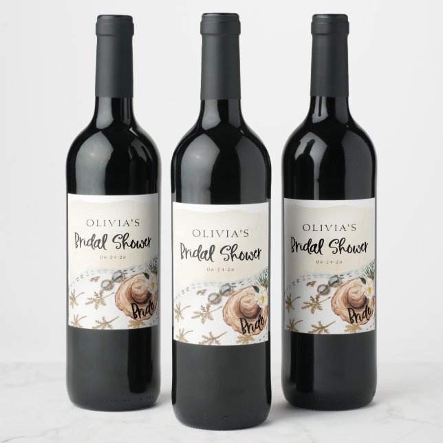 Tropical Beach Bridal Shower Wine Labels (Bottles)