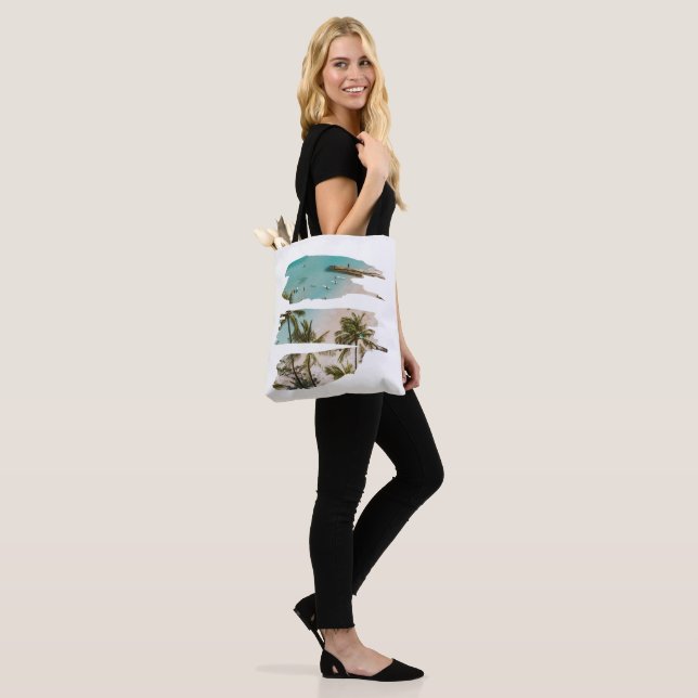 Tropical Beach Brush Strokes Tote Bag (On Model)