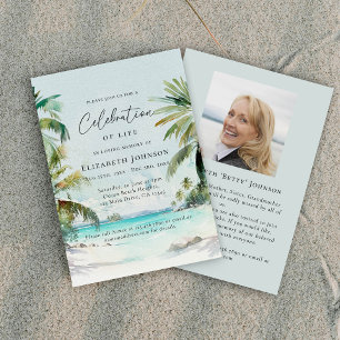 Tropical Beach Celebration of Life Memorial Invitation