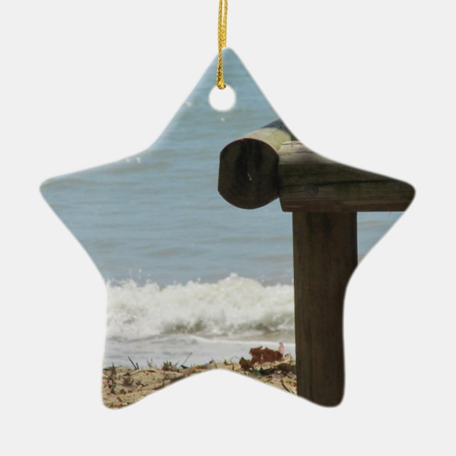 Tropical Beach Ceramic Tree Decoration (Front)