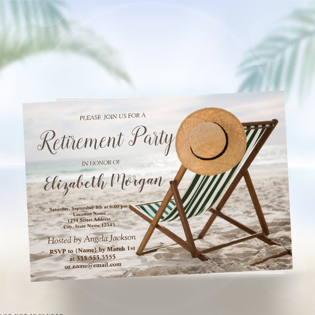 Tropical Beach,Chair  Retirement Party  Invitation (Creator Uploaded)