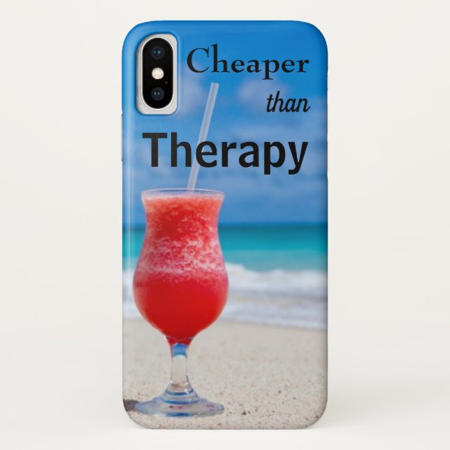 Tropical Beach Cheaper Than Therapy Photo Case-Mate iPhone Case (Back)