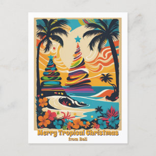 Tropical beach christmas Bali greeting Postcard