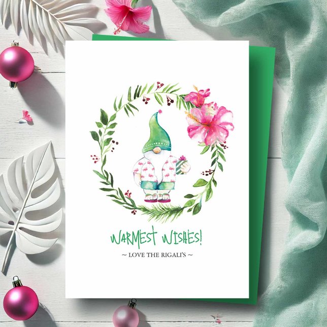 Tropical Beach Christmas Cards Watercolor (Tropical beach Christmas cards watercolor art by Victoria Grigaliunas of Do Tell A Belle)