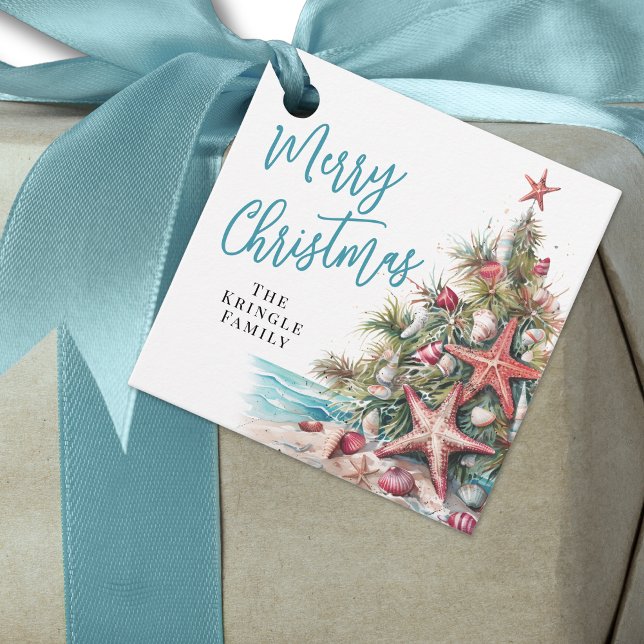 Tropical Beach Christmas Favour Tags (Tropical Beach Christmas Favor Tags)