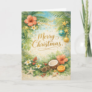 Tropical Beach Christmas Holiday Card