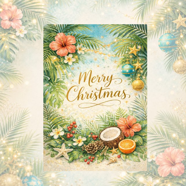 Tropical Beach Christmas  Holiday Card (Creator Uploaded)