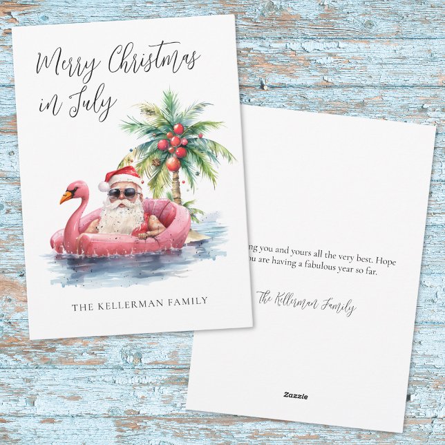 Tropical Beach Christmas In July Holiday Card (Tropical Beach Christmas In July Holiday Card)