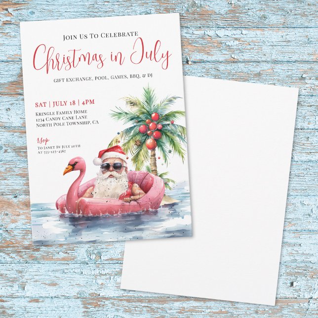 Tropical Beach Christmas In July Invitation (Tropical Beach Christmas In July Invitation)