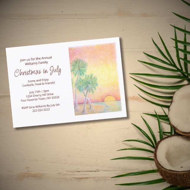 Tropical Beach Christmas in July Party Invitation (Creator Uploaded)