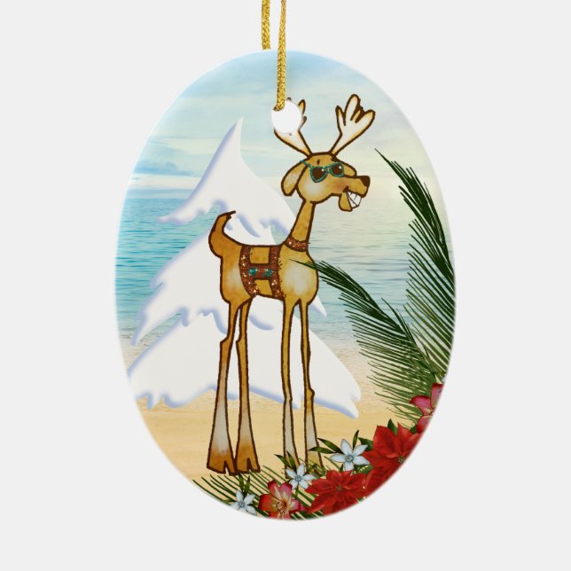 Tropical Beach Christmas Ornament (Back)