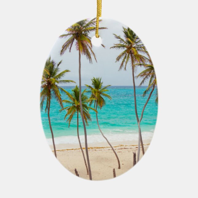 Tropical Beach Christmas Ornament (Front)