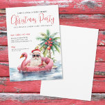 Tropical Beach Christmas Party Invitation<br><div class="desc">Invite guests to your holiday celebration with this fun and festive Christmas party invitation, designed with a playful tropical twist. At the bottom, the artwork features a relaxed Santa Claus in sunglasses lounging in a pink flamingo floaty, surrounded by ocean waves and a sunny beach vibe—perfect for warm-weather destinations like...</div>