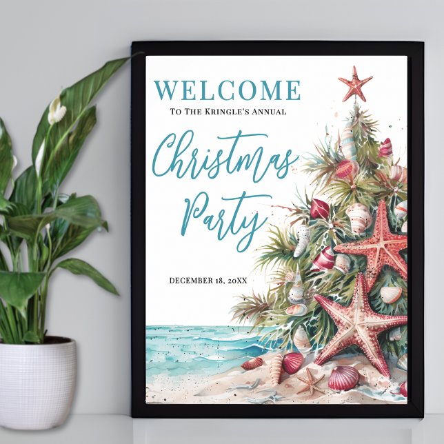 Tropical Beach Christmas Party Welcome Poster (Tropical Beach Christmas Party Welcome Poster)