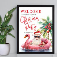 Tropical Beach Christmas Party Welcome Sign
