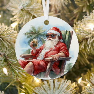 Tropical Beach Christmas Santa Father Christmas Metal Tree Decoration