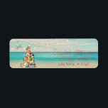 Tropical,Beach,Christmas Tree,Cats Snowflakes<br><div class="desc">Christmas tree with cats,  and snowflakes on beach background. An elegant and sophisticated design. Customise with your name and address details.</div>