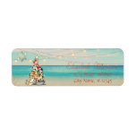 Tropical,Beach,Christmas Tree,Cats Snowflakes<br><div class="desc">Christmas tree with cats,  and snowflakes on beach background. An elegant and sophisticated design. Customise with your name and address details.</div>