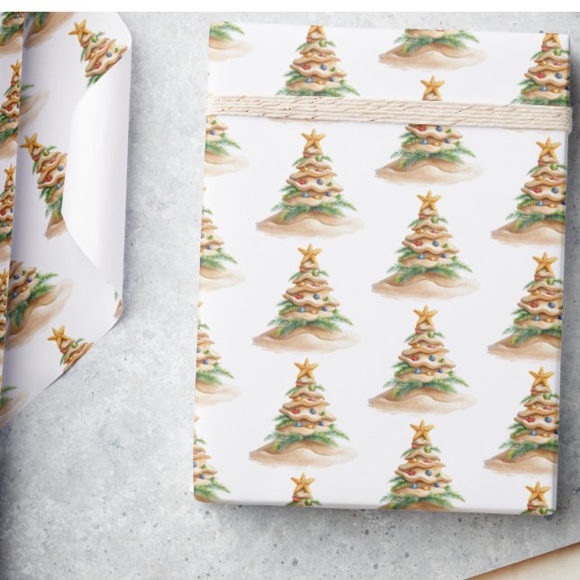 Tropical Beach Christmas Tree Wrapping Paper (Creator Uploaded)