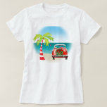 Tropical Beach Classic Car Christmas T-Shirt<br><div class="desc">Tropical Beach Classic Car Christmas</div>