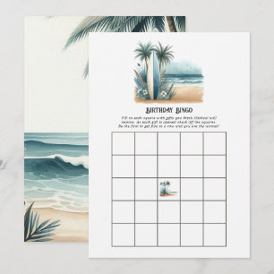 Tropical Beach Club Birthday Bingo Game Invitation