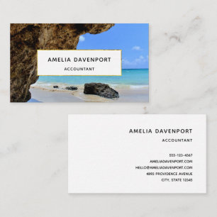 Tropical Beach Coast with a Big Rock Business Card