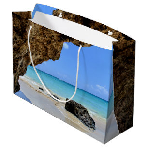 Tropical Beach Coast with a Big Rock Large Gift Bag